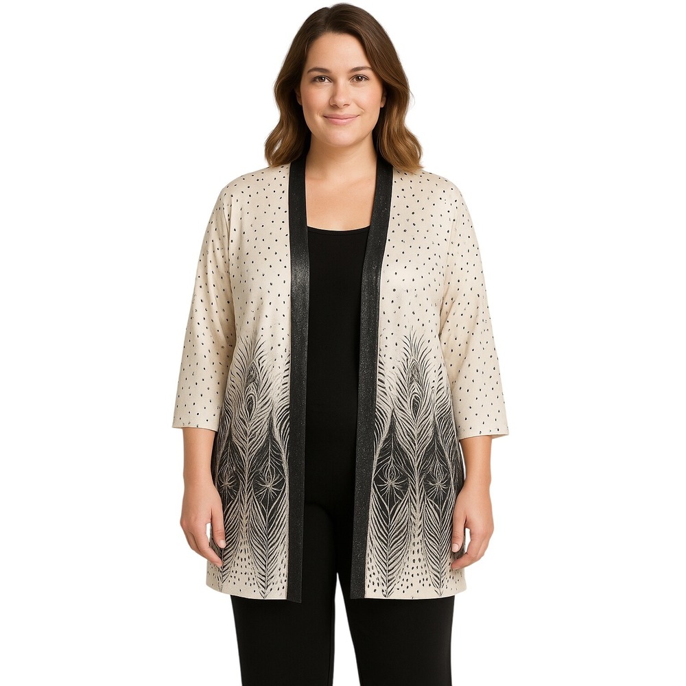 NWT Chico's Travelers Collection Foiled Peacock Jacket Cardigan sz 3 16/18